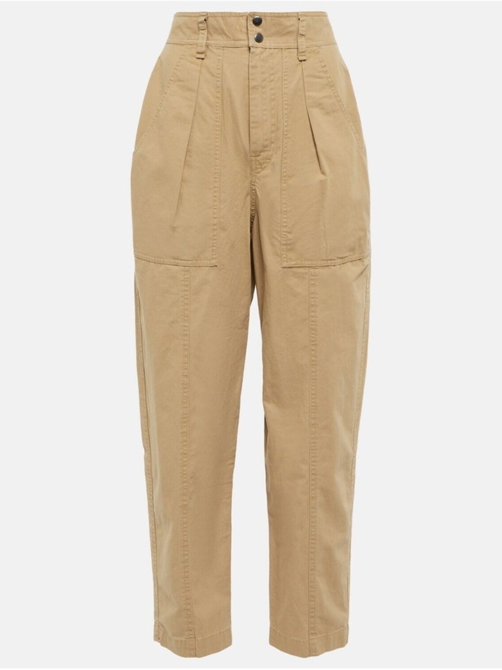ISABEL MARANT | High-Waist Tan Cotton Utility Pants